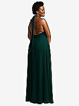 Rear View Thumbnail - Evergreen High Neck Halter Backless Maxi Dress