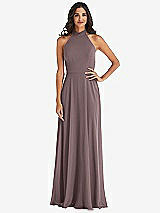 Alt View 1 Thumbnail - French Truffle High Neck Halter Backless Maxi Dress