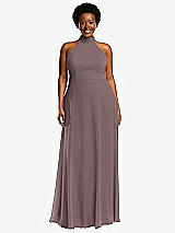 Front View Thumbnail - French Truffle High Neck Halter Backless Maxi Dress