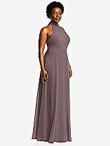 Side View Thumbnail - French Truffle High Neck Halter Backless Maxi Dress