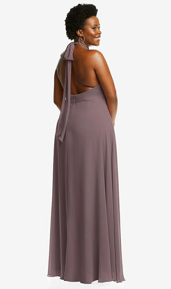 Back View - French Truffle High Neck Halter Backless Maxi Dress