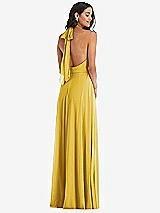Alt View 4 Thumbnail - Marigold High Neck Halter Backless Maxi Dress
