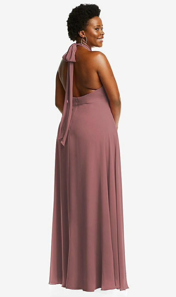 Back View - Rosewood High Neck Halter Backless Maxi Dress