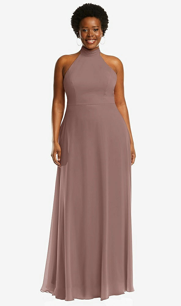 Front View - Sienna High Neck Halter Backless Maxi Dress