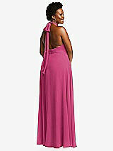 Rear View Thumbnail - Tea Rose High Neck Halter Backless Maxi Dress