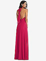 Alt View 4 Thumbnail - Vivid Pink High Neck Halter Backless Maxi Dress