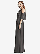 Side View Thumbnail - Caviar Gray Convertible Cold-Shoulder Draped Wrap Maxi Dress