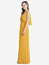 Alt View 2 Thumbnail - NYC Yellow Convertible Cold-Shoulder Draped Wrap Maxi Dress
