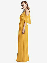 Side View Thumbnail - NYC Yellow Convertible Cold-Shoulder Draped Wrap Maxi Dress
