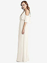 Side View Thumbnail - Ivory Convertible Cold-Shoulder Draped Wrap Maxi Dress