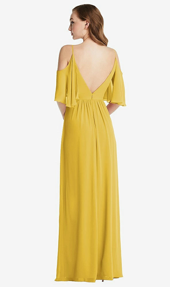 Back View - Marigold Convertible Cold-Shoulder Draped Wrap Maxi Dress