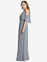 Side View Thumbnail - Platinum Convertible Cold-Shoulder Draped Wrap Maxi Dress