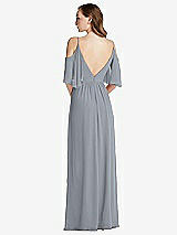 Rear View Thumbnail - Platinum Convertible Cold-Shoulder Draped Wrap Maxi Dress