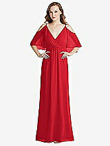 Alt View 1 Thumbnail - Parisian Red Convertible Cold-Shoulder Draped Wrap Maxi Dress