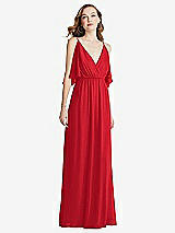 Alt View 3 Thumbnail - Parisian Red Convertible Cold-Shoulder Draped Wrap Maxi Dress