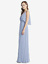 Alt View 2 Thumbnail - Sky Blue Convertible Cold-Shoulder Draped Wrap Maxi Dress