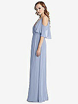 Side View Thumbnail - Sky Blue Convertible Cold-Shoulder Draped Wrap Maxi Dress