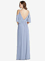 Rear View Thumbnail - Sky Blue Convertible Cold-Shoulder Draped Wrap Maxi Dress