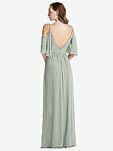 Rear View Thumbnail - Willow Green Convertible Cold-Shoulder Draped Wrap Maxi Dress