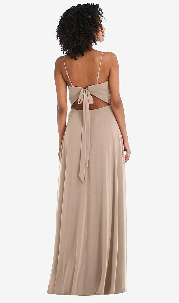 Back View - Topaz Tie-Back Cutout Maxi Dress with Front Slit