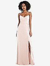 Front View Thumbnail - Blush Tie-Back Cutout Maxi Dress with Front Slit