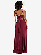 Rear View Thumbnail - Burgundy Tie-Back Cutout Maxi Dress with Front Slit