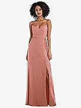Front View Thumbnail - Desert Rose Tie-Back Cutout Maxi Dress with Front Slit