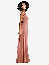 Side View Thumbnail - Desert Rose Tie-Back Cutout Maxi Dress with Front Slit