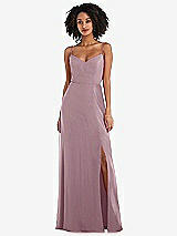 Front View Thumbnail - Dusty Rose Tie-Back Cutout Maxi Dress with Front Slit