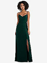 Front View Thumbnail - Evergreen Tie-Back Cutout Maxi Dress with Front Slit
