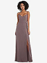 Front View Thumbnail - French Truffle Tie-Back Cutout Maxi Dress with Front Slit
