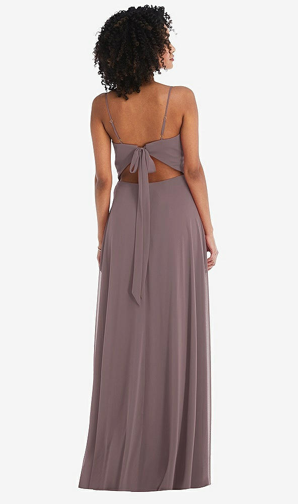 Back View - French Truffle Tie-Back Cutout Maxi Dress with Front Slit