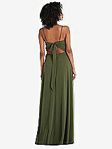 Rear View Thumbnail - Olive Green Tie-Back Cutout Maxi Dress with Front Slit