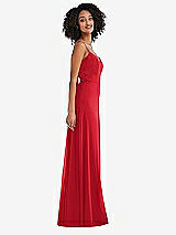 Side View Thumbnail - Parisian Red Tie-Back Cutout Maxi Dress with Front Slit