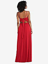 Rear View Thumbnail - Parisian Red Tie-Back Cutout Maxi Dress with Front Slit