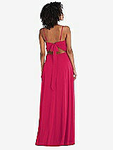 Rear View Thumbnail - Vivid Pink Tie-Back Cutout Maxi Dress with Front Slit