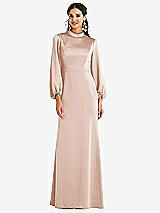 Front View Thumbnail - Cameo High Collar Puff Sleeve Trumpet Gown - Darby