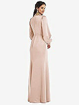 Rear View Thumbnail - Cameo High Collar Puff Sleeve Trumpet Gown - Darby