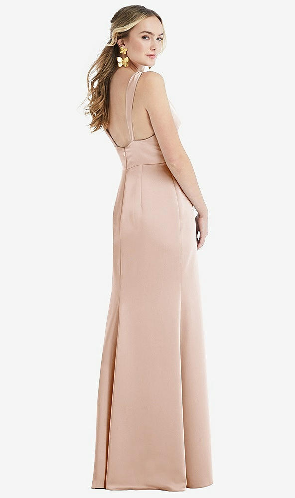 Back View - Cameo Twist Strap Maxi Slip Dress with Front Slit - Neve