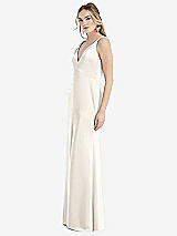 Side View Thumbnail - Ivory Twist Strap Maxi Slip Dress with Front Slit - Neve