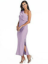 Alt View 2 Thumbnail - Pale Purple Draped One-Shoulder Convertible Midi Slip Dress