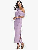 Side View Thumbnail - Pale Purple Draped One-Shoulder Convertible Midi Slip Dress