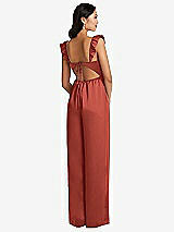 Rear View Thumbnail - Amber Sunset Ruffled Sleeve Tie-Back Jumpsuit with Pockets