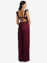 Rear View Thumbnail - Cabernet Ruffled Sleeve Tie-Back Jumpsuit with Pockets