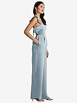 Side View Thumbnail - Mist Ruffled Sleeve Tie-Back Jumpsuit with Pockets