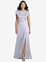Front View Thumbnail - Silver Dove Shirred Cap Sleeve Maxi Dress with Keyhole Cutout Back