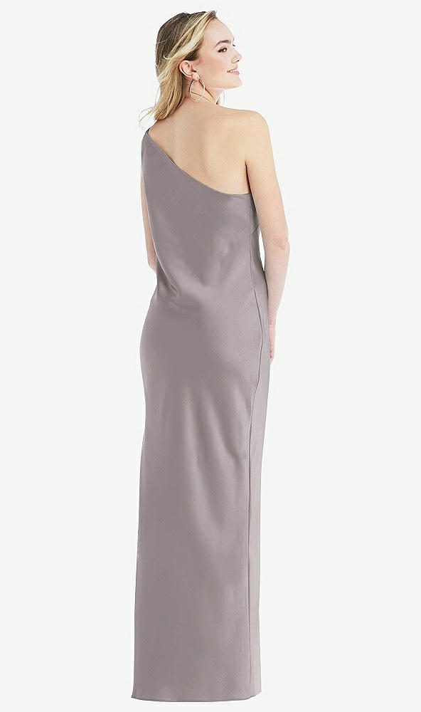 Back View - Cashmere Gray One-Shoulder Asymmetrical Maxi Slip Dress