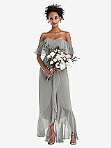 Alt View 2 Thumbnail - Chelsea Gray Off-the-Shoulder Ruffled High Low Maxi Dress
