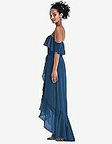 Side View Thumbnail - Dusk Blue Off-the-Shoulder Ruffled High Low Maxi Dress