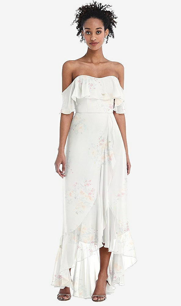 Front View - Spring Fling Off-the-Shoulder Ruffled High Low Maxi Dress